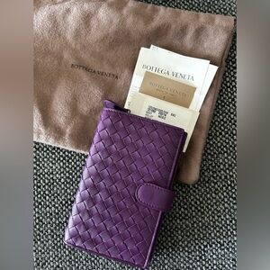 Bottega Veneta Ottone Intrecciato Nappa Leather small Wallet purple BNWT